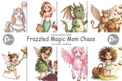 Digital Paper Frazzled Magic Mom Chaos Sublimation artnoy 