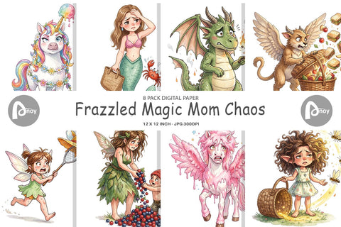 Digital Paper Frazzled Magic Mom Chaos Sublimation artnoy 