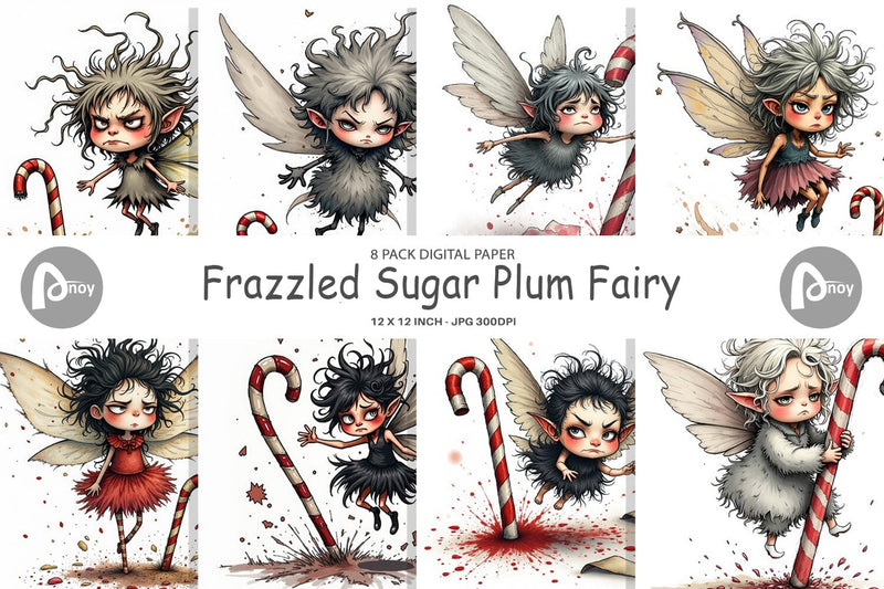 Digital Paper Frazzled Sugar Plum Fairy Digital Pattern artnoy 