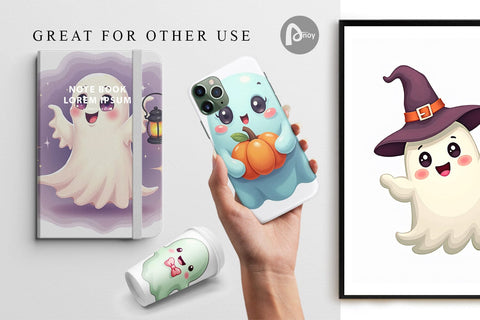 Digital Paper Friendly Ghosts Digital Pattern artnoy 