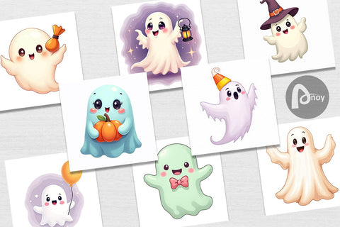 Digital Paper Friendly Ghosts Digital Pattern artnoy 