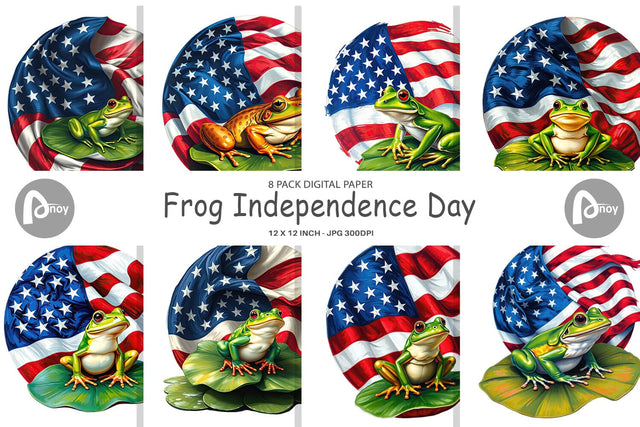 Digital Paper Frog 4th of July Digital Pattern artnoy 