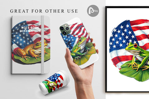 Digital Paper Frog 4th of July Digital Pattern artnoy 