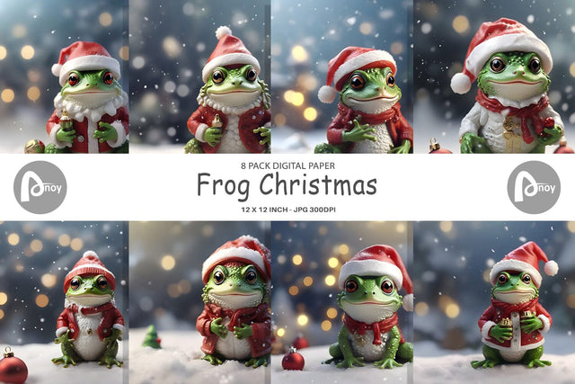 Digital Paper Frog Christmas Digital Pattern artnoy 