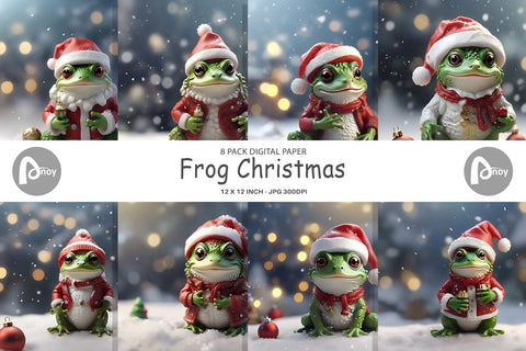 Digital Paper Frog Christmas Digital Pattern artnoy 