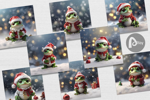 Digital Paper Frog Christmas Digital Pattern artnoy 