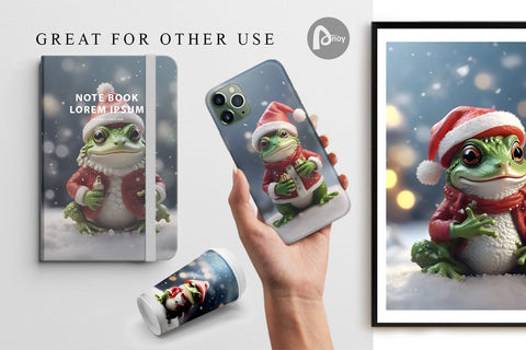 Digital Paper Frog Christmas Digital Pattern artnoy 