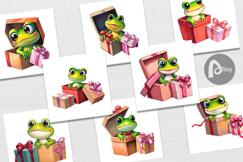Digital Paper Frog Gift Digital Pattern artnoy 