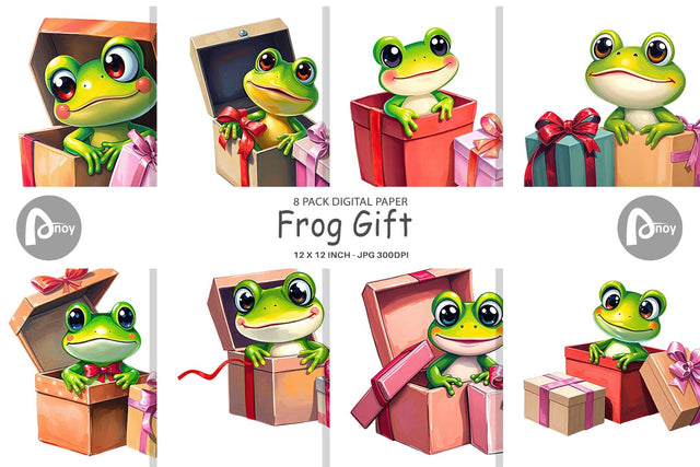 Digital Paper Frog Gift Digital Pattern artnoy 
