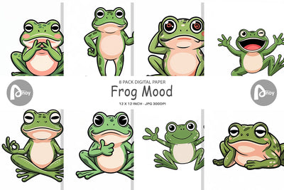 Digital Paper Frog Mood Digital Pattern artnoy 
