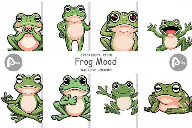 Digital Paper Frog Mood Digital Pattern artnoy 