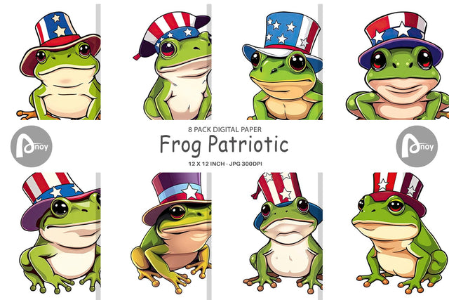 Digital Paper Frog Patriotic Digital Pattern artnoy 