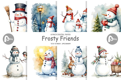 Digital Paper Frosty Friends Digital Pattern artnoy 