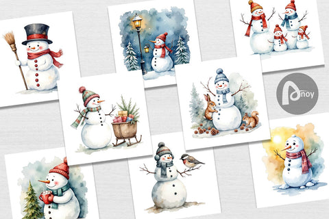 Digital Paper Frosty Friends Digital Pattern artnoy 