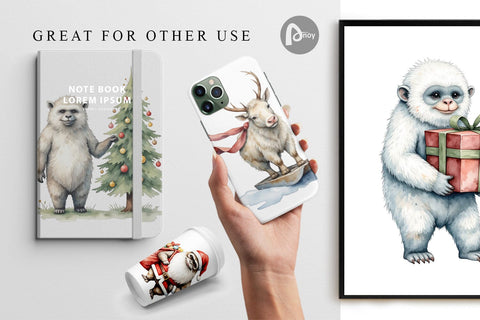 Digital Paper Frosty Yeti Friends Digital Pattern artnoy 