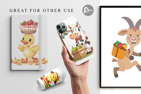 Digital Paper Fruit Harvest Babies Digital Pattern artnoy 