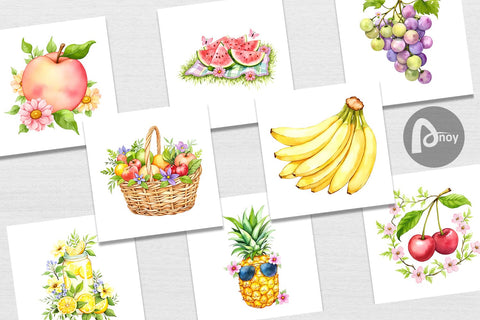 Digital Paper Fruit Picnic Digital Pattern artnoy 