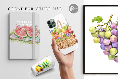 Digital Paper Fruit Picnic Digital Pattern artnoy 