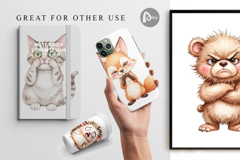 Digital Paper Funny Animal Faces Digital Pattern artnoy 