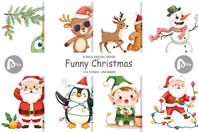 Digital Paper Funny Christmas Digital Pattern artnoy 