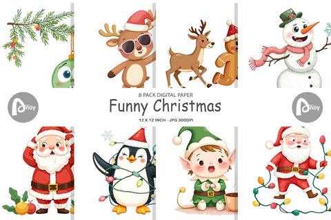 Digital Paper Funny Christmas Digital Pattern artnoy 