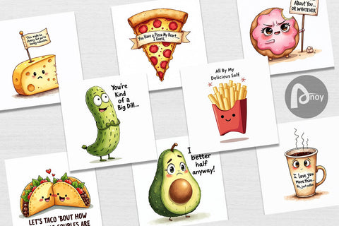 Digital Paper Funny Food Puns Valentine Sarcastic Love Bites Watercolor Digital Pattern artnoy 