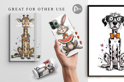Digital Paper Funny Skinny Safari Summer Digital Pattern artnoy 