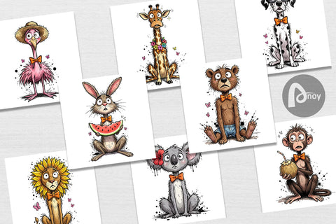 Digital Paper Funny Skinny Safari Summer Digital Pattern artnoy 