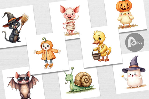 Digital Paper Funny Spooky Faces Digital Pattern artnoy 