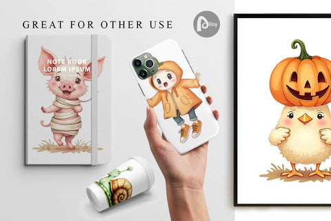 Digital Paper Funny Spooky Faces Digital Pattern artnoy 