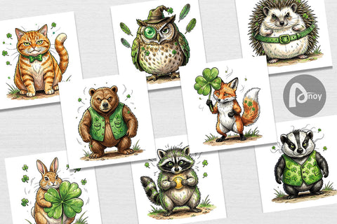 Digital Paper Funny St Patricks Animal Digital Pattern artnoy 
