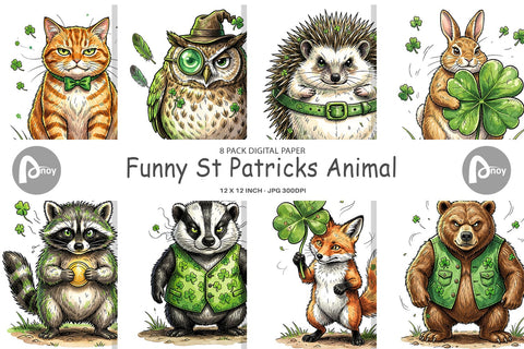 Digital Paper Funny St Patricks Animal Digital Pattern artnoy 