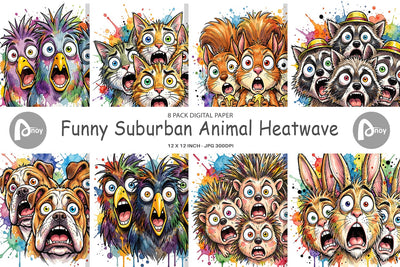 Digital Paper Funny Suburban Animal Heatwave Digital Pattern artnoy 