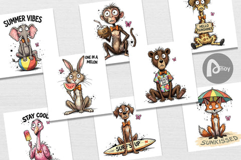 Digital Paper Funny Summer Quote Animals Digital Pattern artnoy 