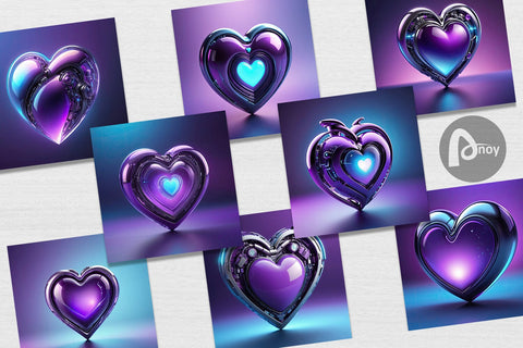 Digital Paper Futuristic Purple Heart Digital Pattern artnoy 