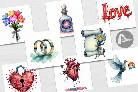 Digital Paper Galactic Affection Sci-Fi Love Symbols Digital Pattern artnoy 