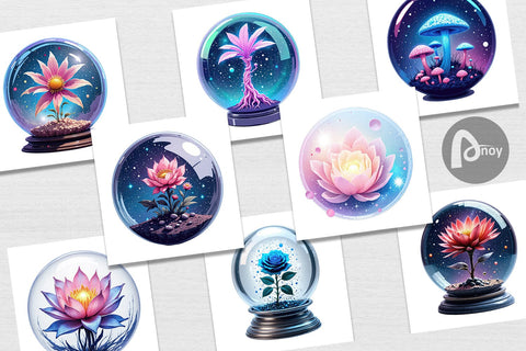 Digital Paper Galactic Flora Orbs Digital Pattern artnoy 