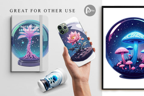 Digital Paper Galactic Flora Orbs Digital Pattern artnoy 