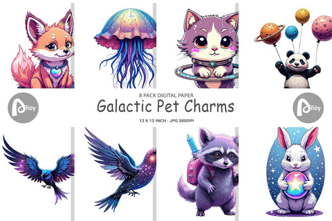 Digital Paper Galactic Pet Charms Digital Pattern artnoy 