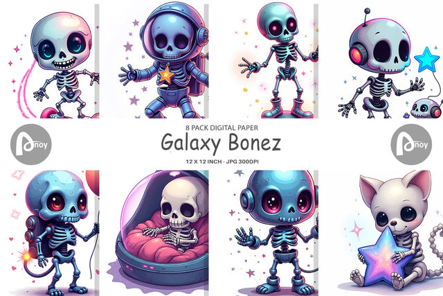 Digital Paper Galaxy Skeletons Digital Pattern artnoy 