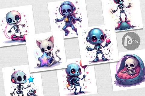 Digital Paper Galaxy Skeletons Digital Pattern artnoy 