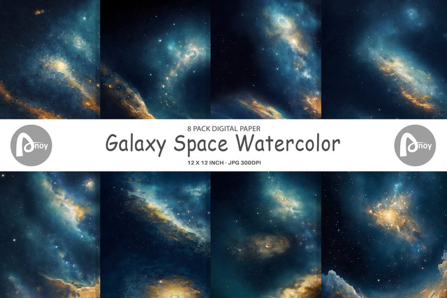 Digital Paper Galaxy Space Watercolor Digital Pattern artnoy 