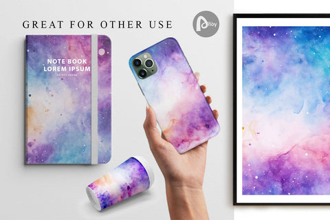 Digital paper Galaxy Space Watercolor Digital Pattern artnoy 