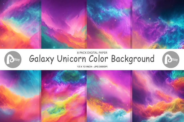 Digital Paper Galaxy Unicorn Color Digital Pattern artnoy 