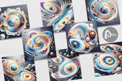 Digital Paper Galaxy with Planets Digital Pattern artnoy 