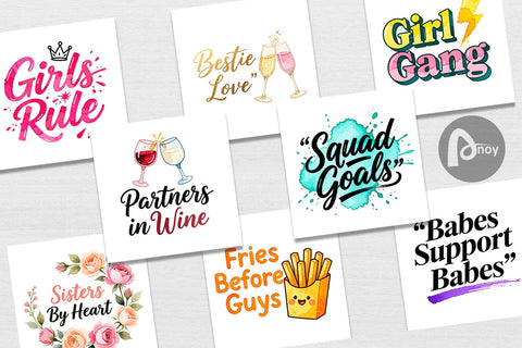 Digital Paper Galentine's Day Watercolor Quotes Digital Pattern artnoy 