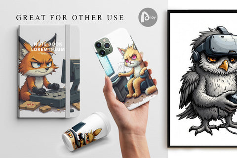 Digital Paper Gamer Critters Digital Pattern artnoy 