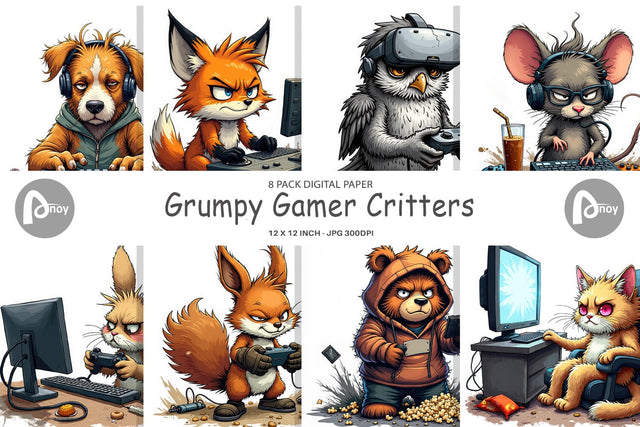 Digital Paper Gamer Critters Digital Pattern artnoy 