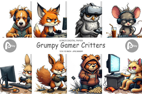 Digital Paper Gamer Critters Digital Pattern artnoy 