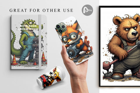 Digital Paper Garage Chaos Critter Digital Pattern artnoy 